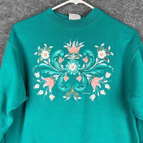 Vintage 1992 Gerda Hanes Activewear Women's Graphic Sweatshirt Crew neck Pullove - Picture 3 of 9